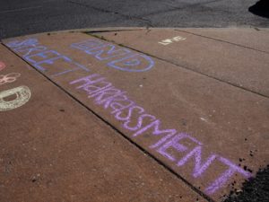Sidewalk chalk for anti-street harassment week
