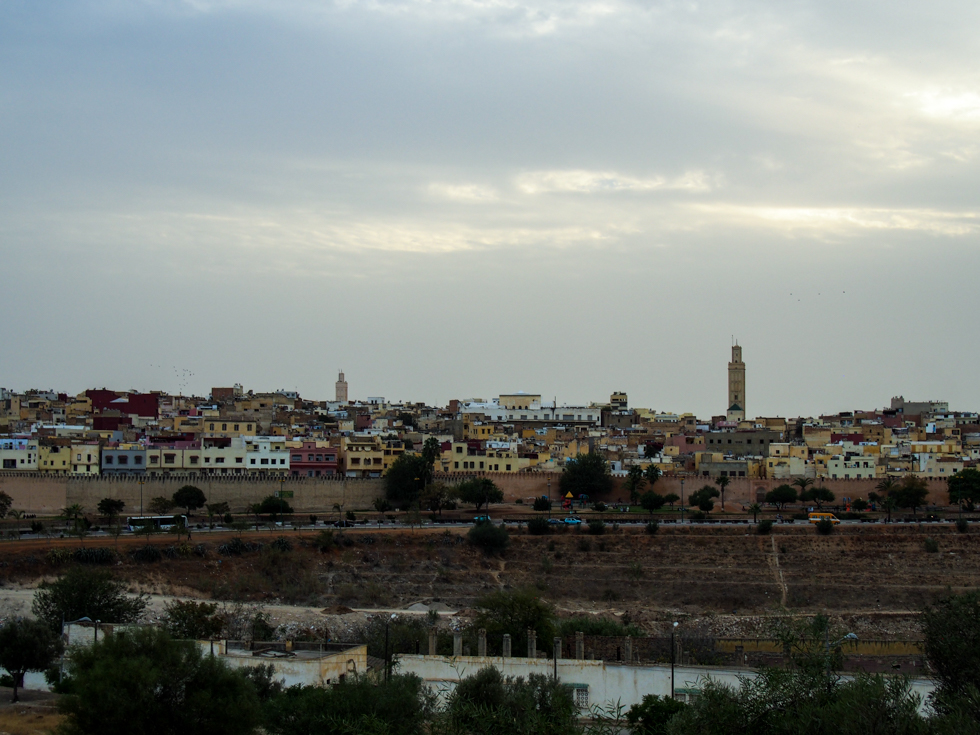 Cityscape of Meknes, Morocco on a cloudy day