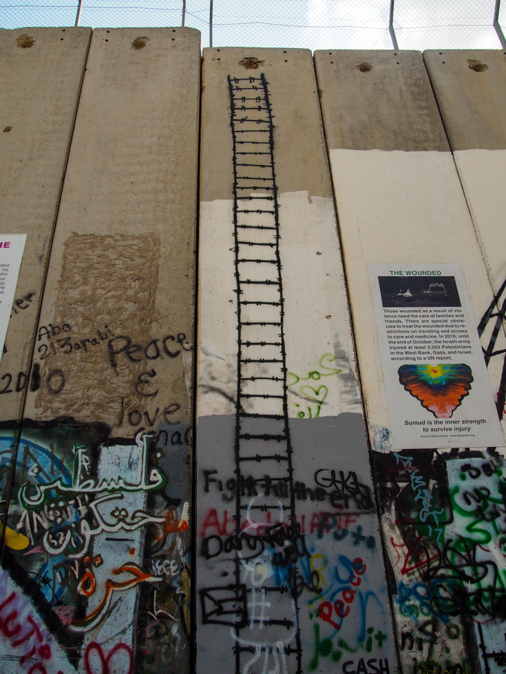 Bethlehem Palestine Separation Wall ladder graffiti