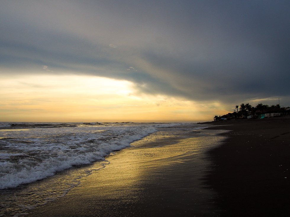 Pacific Ocean seen from Las Penitas, close to Leon, Nicaragua with late-day sun approaching sunset - this is where some salsa socials are held as well!