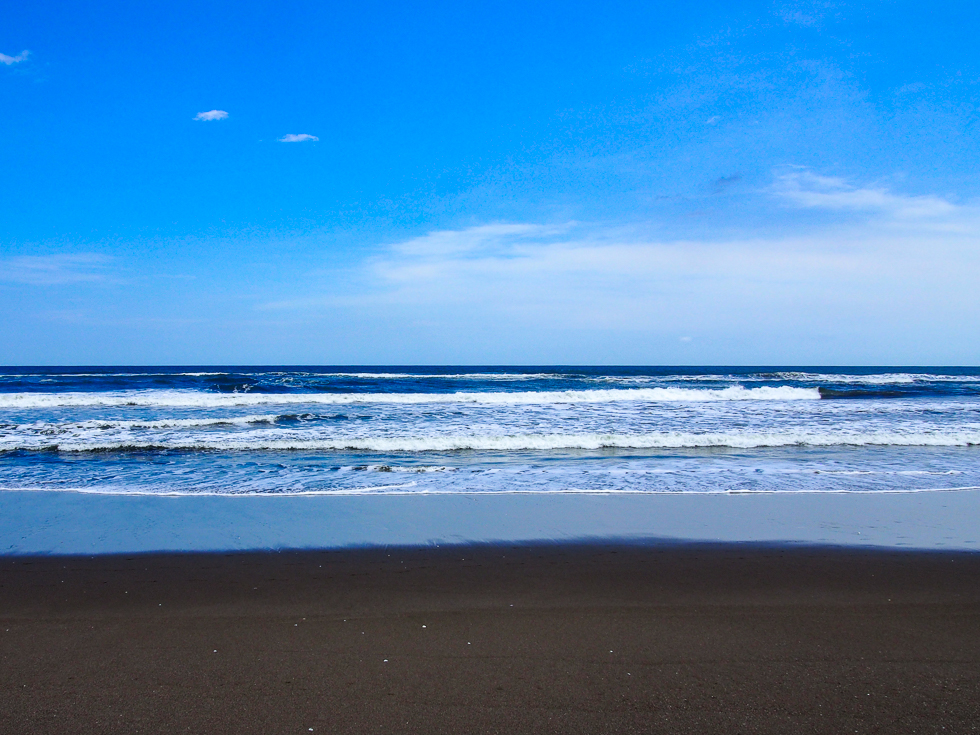 View of the Pacific Ocean seen in Las Peñitas, Nicaragua on a sunny day